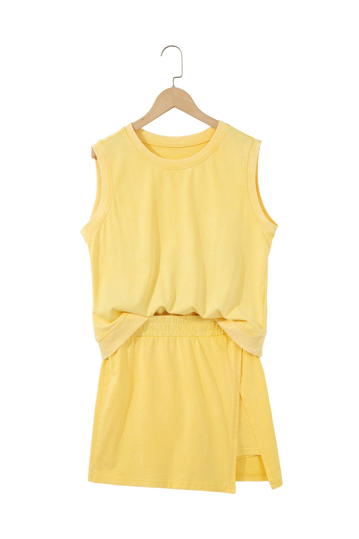 Phalaenopsis 2 Pieces Mineral Wash Cotton Tank Top Lined Split Skort Set