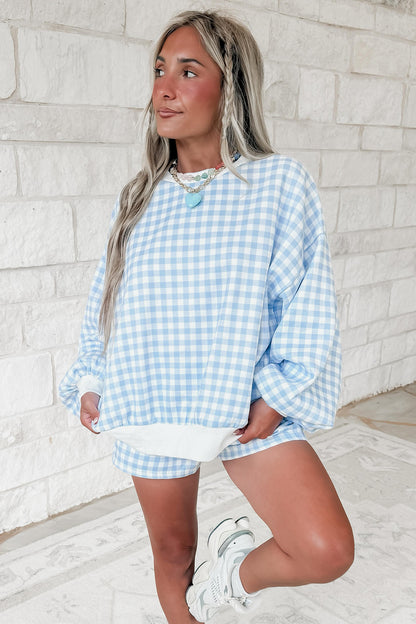 Yellow Plaid Baggy Casual Shorts 2pcs Outfit
