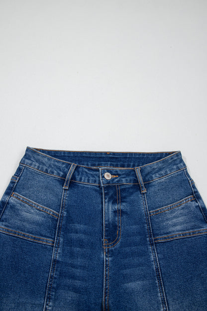 Sky Blue Tailored Seam Detail Womens Shift Jeans