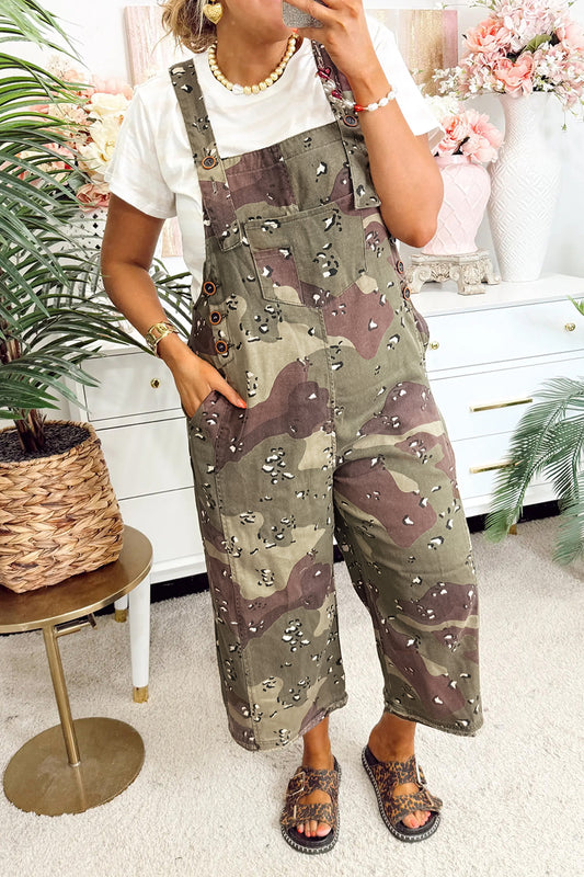 Green Camouflage Cropped Jumpsuit