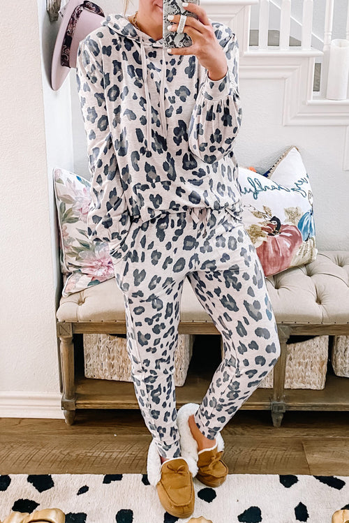 Leopard Hoodie and Skinny Pants Lounge Set
