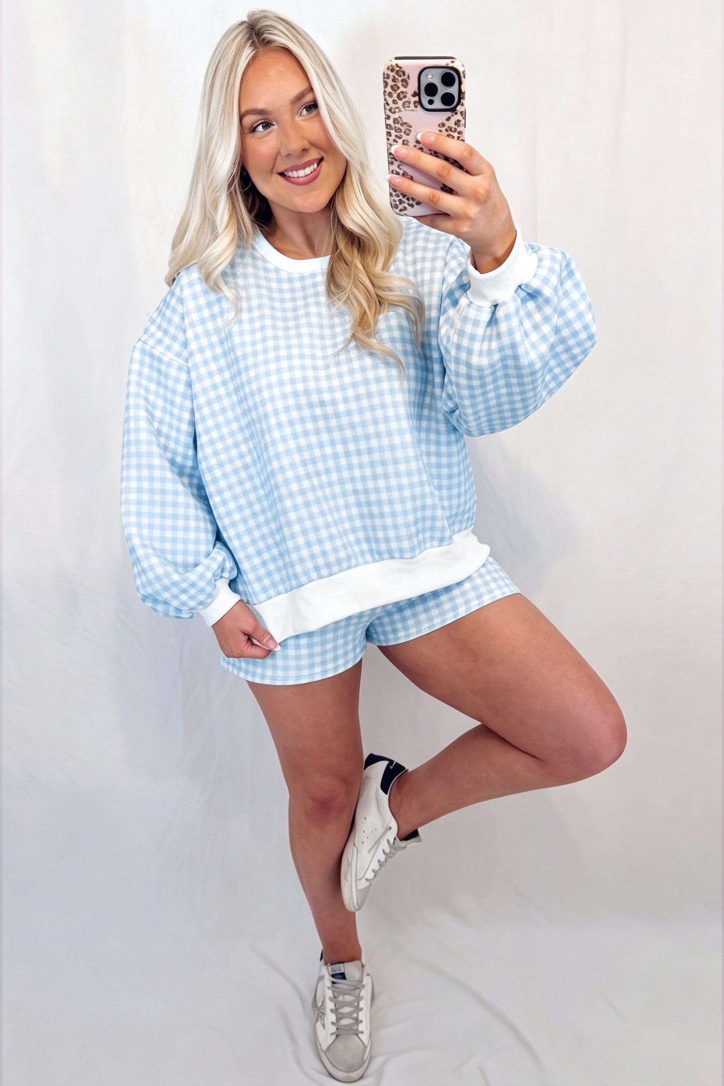 Yellow Plaid Baggy Casual Shorts 2pcs Outfit