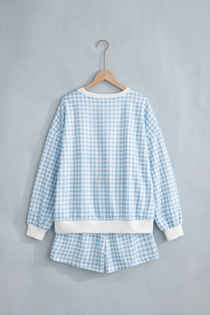 Yellow Plaid Baggy Casual Shorts 2pcs Outfit