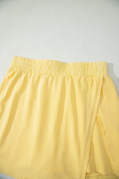 Phalaenopsis 2 Pieces Mineral Wash Cotton Tank Top Lined Split Skort Set