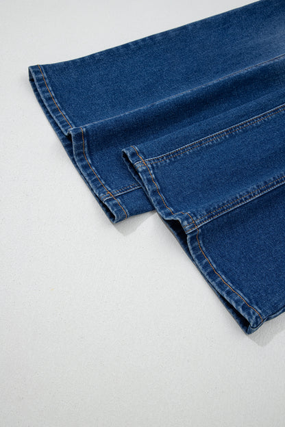 Sky Blue Tailored Seam Detail Womens Shift Jeans
