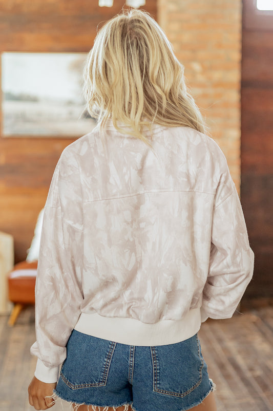 Camo Print Quarter-Zip Sweatshirt