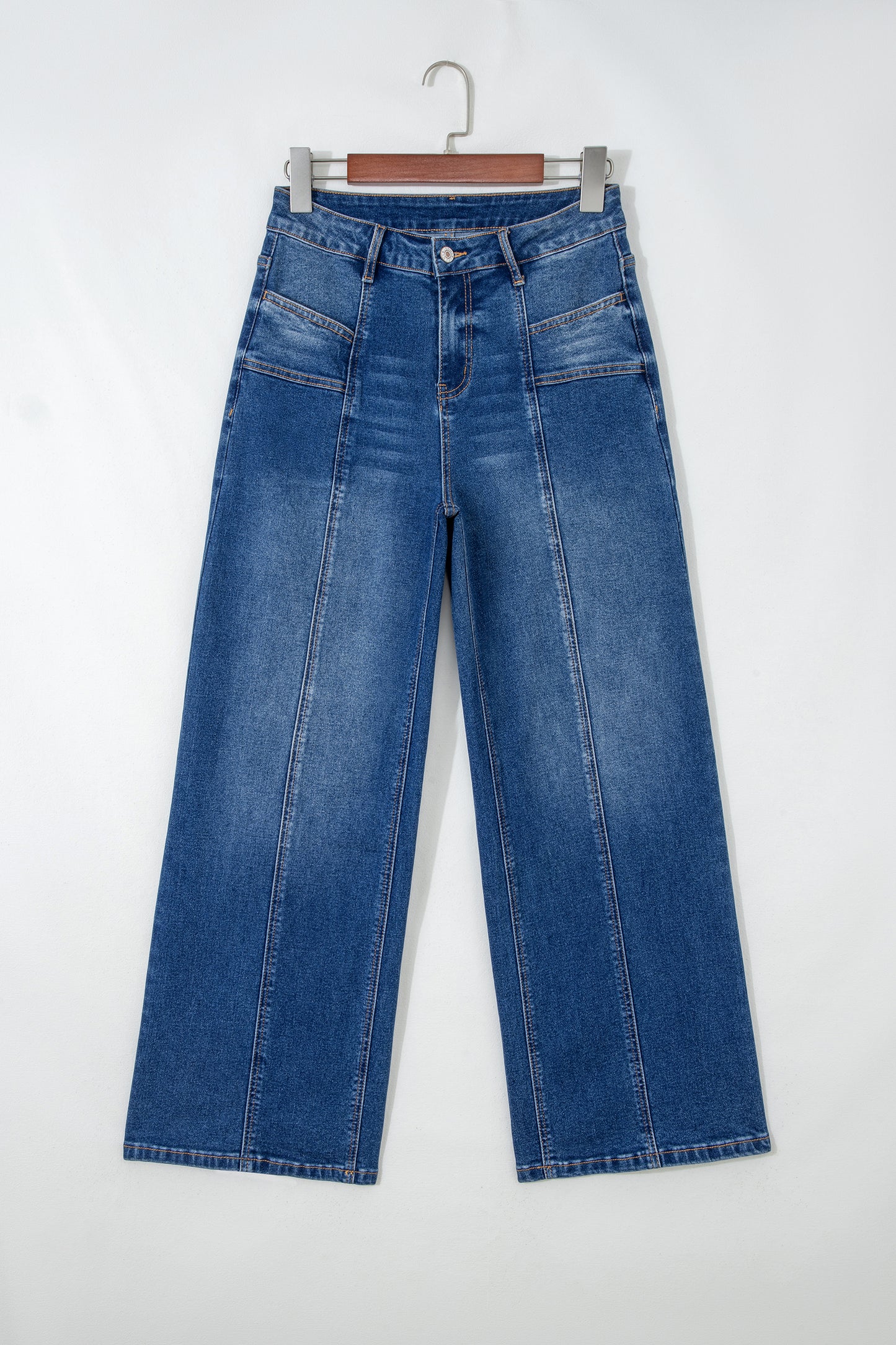 Sky Blue Tailored Seam Detail Womens Shift Jeans