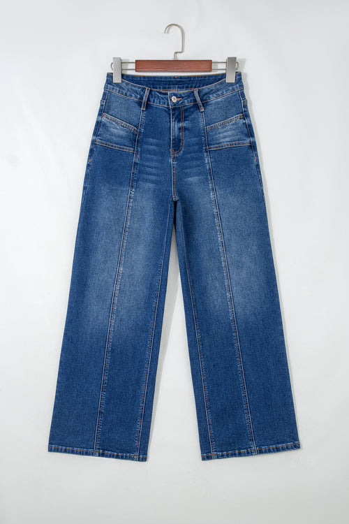 Sky Blue Tailored Seam Detail Womens Shift Jeans