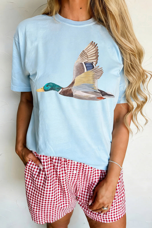 Flying Mallard Print Western Graphic Tee