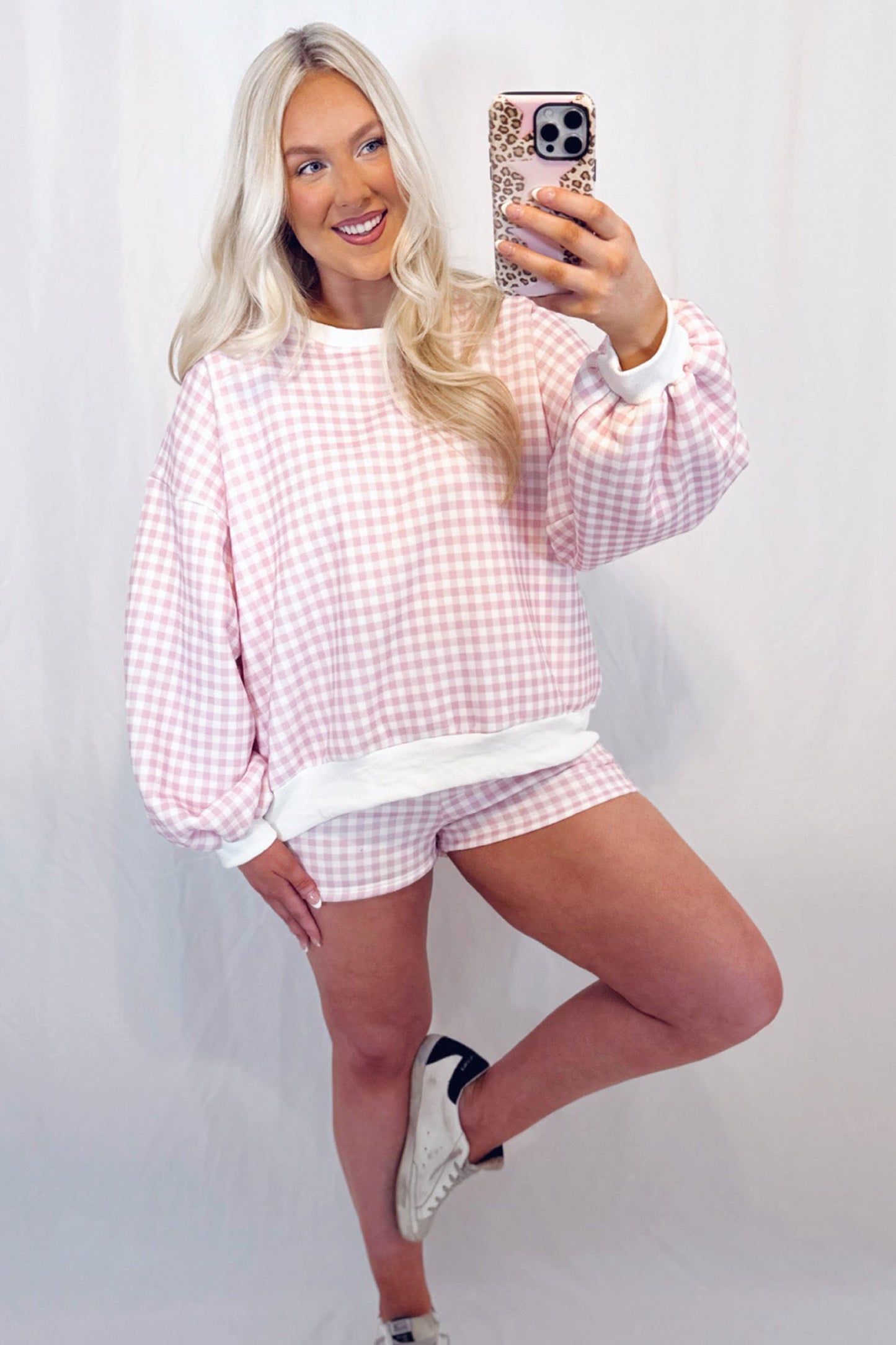 Yellow Plaid Baggy Casual Shorts 2pcs Outfit