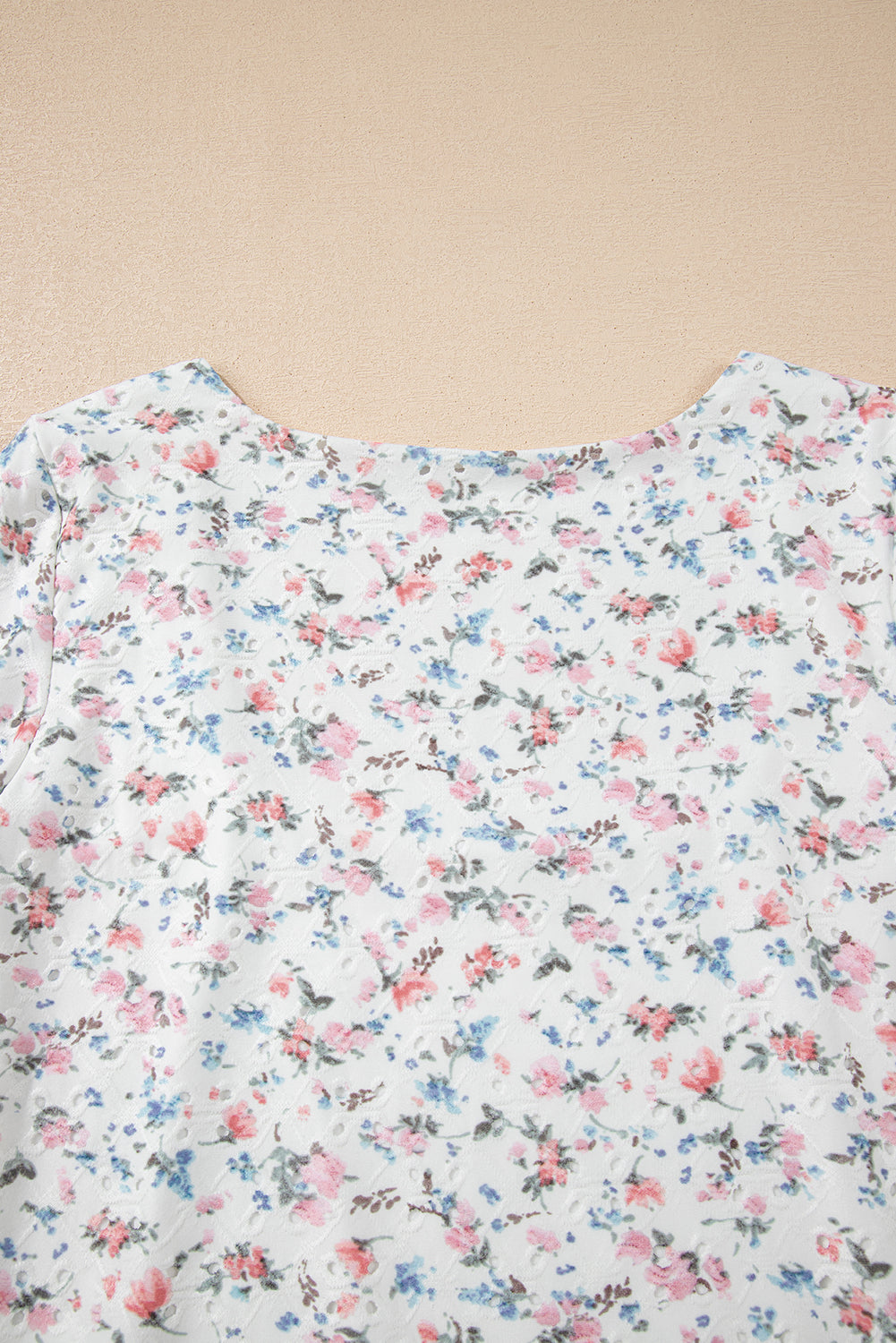 White Floral Print Long Sleeve Top