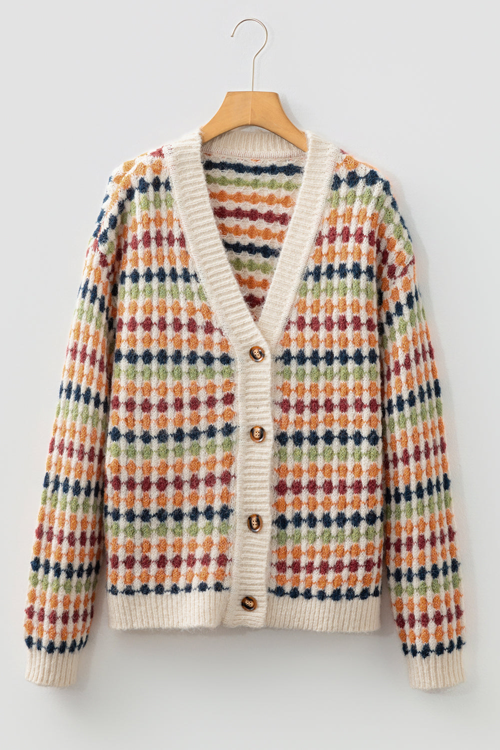 Dotty Pattern V Neck Sweater Cardigan