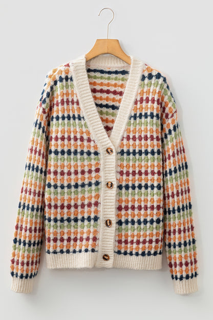 Dotty Pattern V Neck Sweater Cardigan