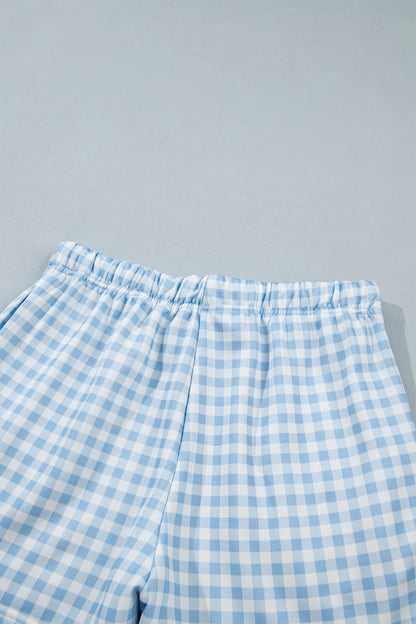 Yellow Plaid Baggy Casual Shorts 2pcs Outfit