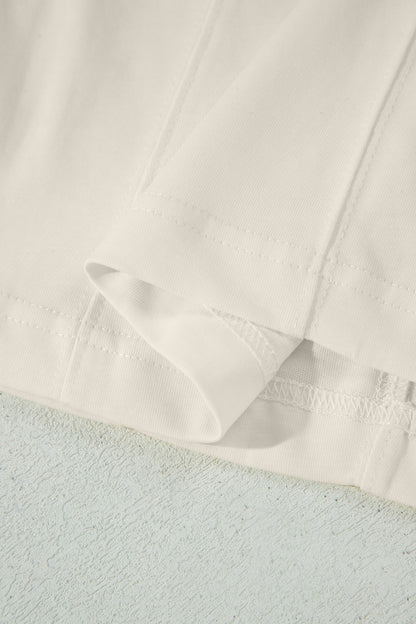 Pink Stitched Detail Loose Tank Top Cotton 2pcs Short Set