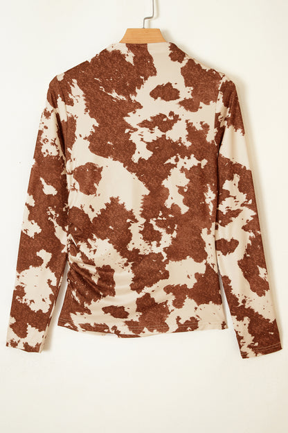 Brown Western Cow Spots Print Top