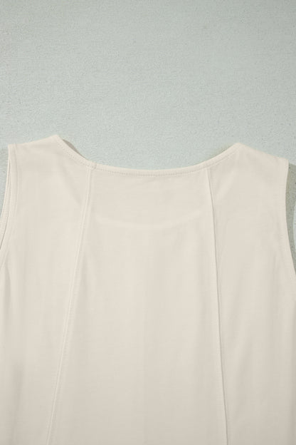 Pink Stitched Detail Loose Tank Top Cotton 2pcs Short Set