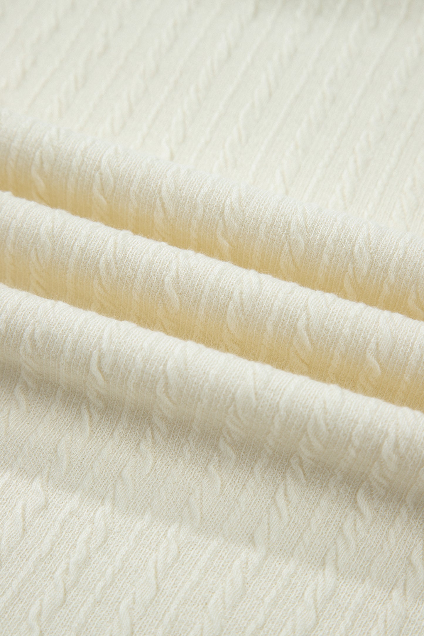 Beige Twisted Texture Knit V Neck T Shirt