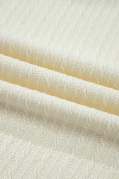 Beige Twisted Texture Knit V Neck T Shirt