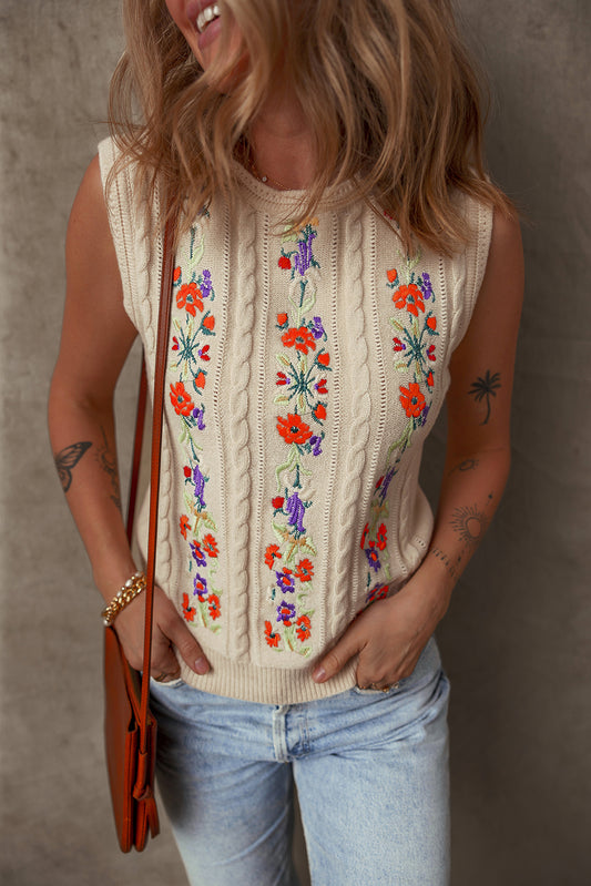 Jet Stream Floral Knit Sweater Vest