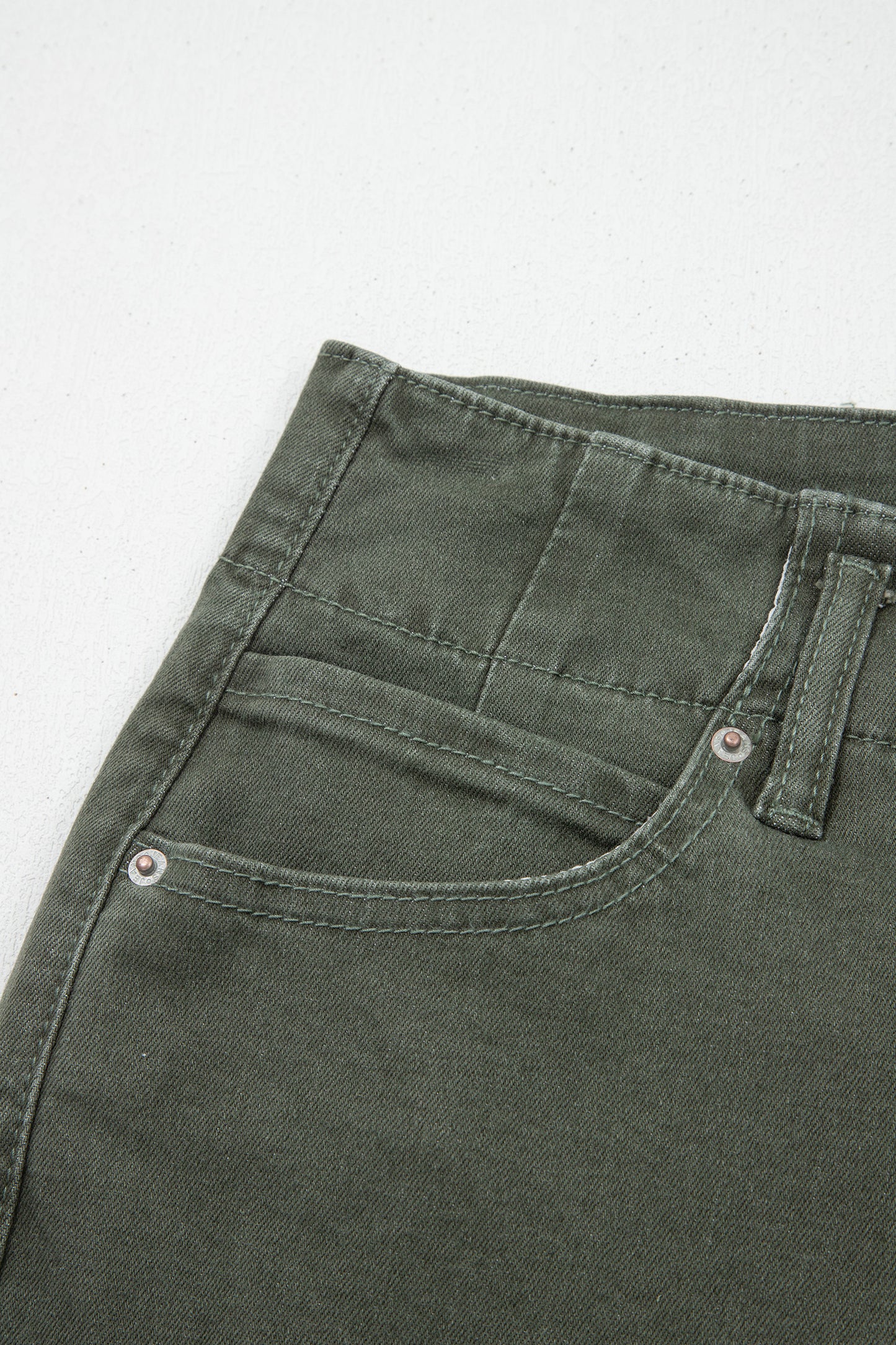 Mist Green 2-Button High Waist Wide Leg Jeans