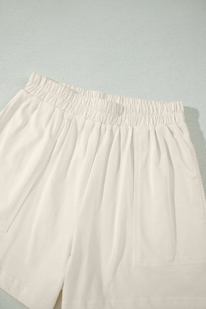 Pink Stitched Detail Loose Tank Top Cotton 2pcs Short Set