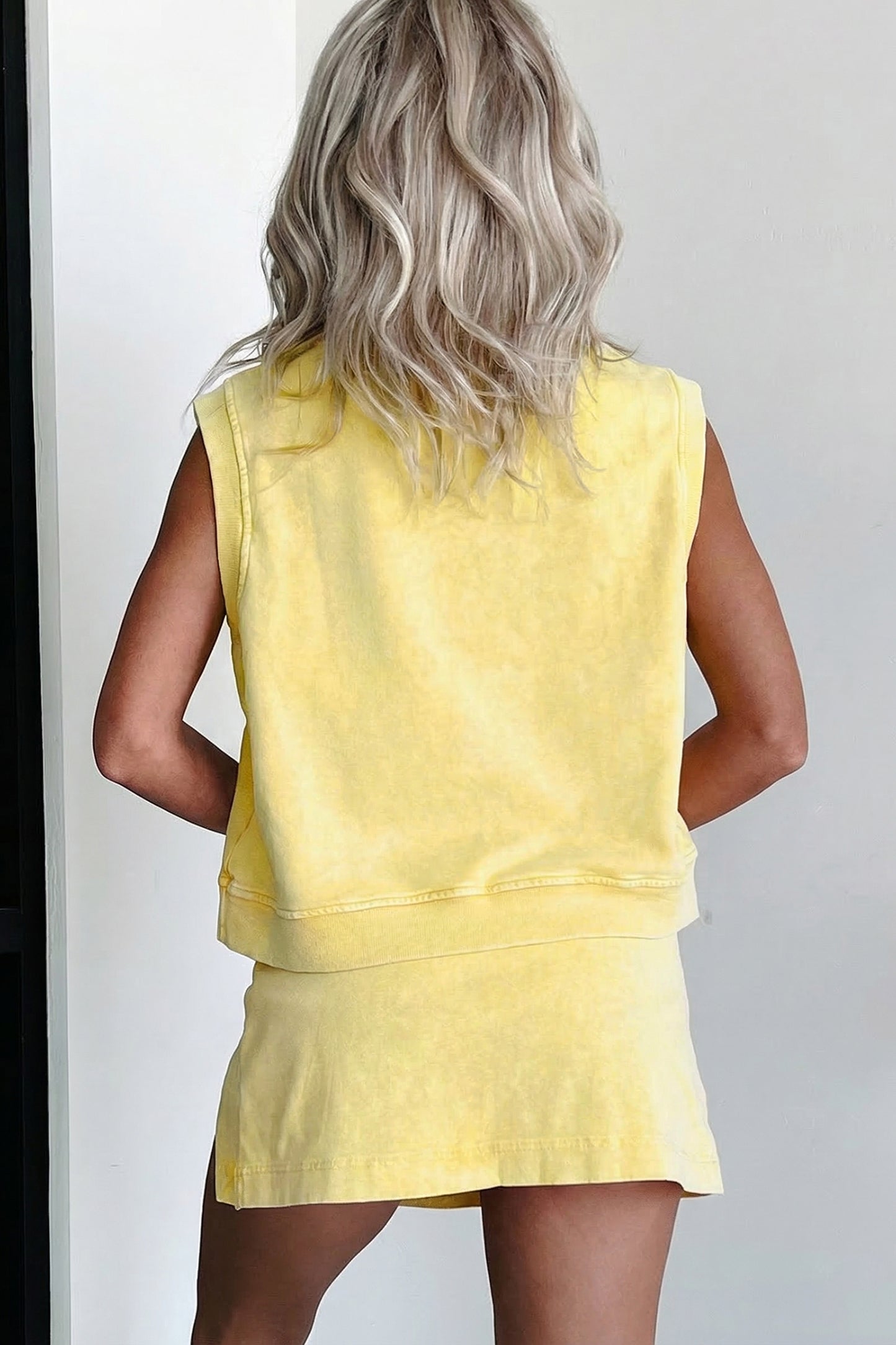 Phalaenopsis 2 Pieces Mineral Wash Cotton Tank Top Lined Split Skort Set