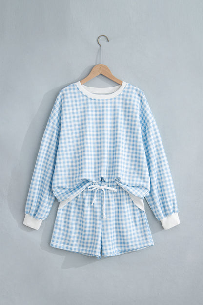Yellow Plaid Baggy Casual Shorts 2pcs Outfit