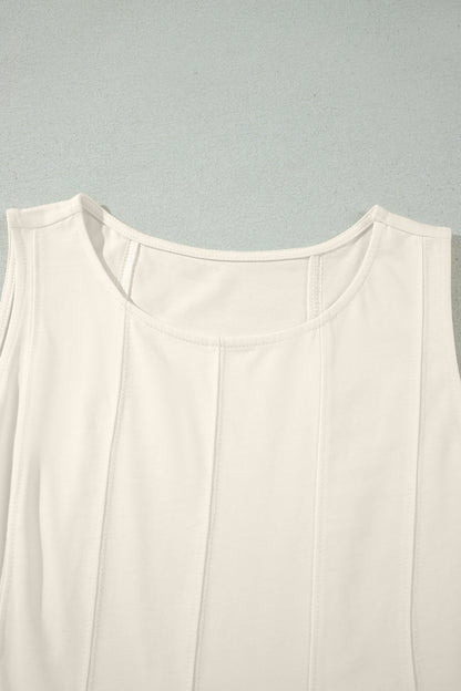 Pink Stitched Detail Loose Tank Top Cotton 2pcs Short Set