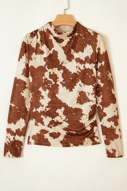 Brown Western Cow Spots Print Top