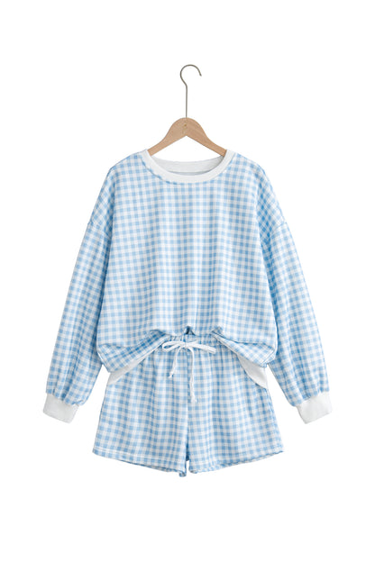 Yellow Plaid Baggy Casual Shorts 2pcs Outfit