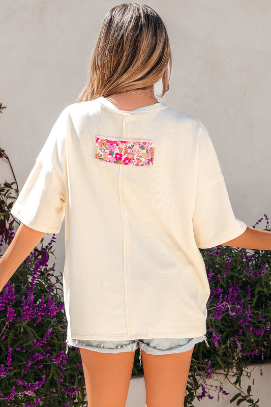 Floral Patched Flower Oversize Tee