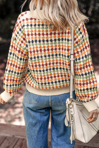 Dotty Pattern V Neck Sweater Cardigan