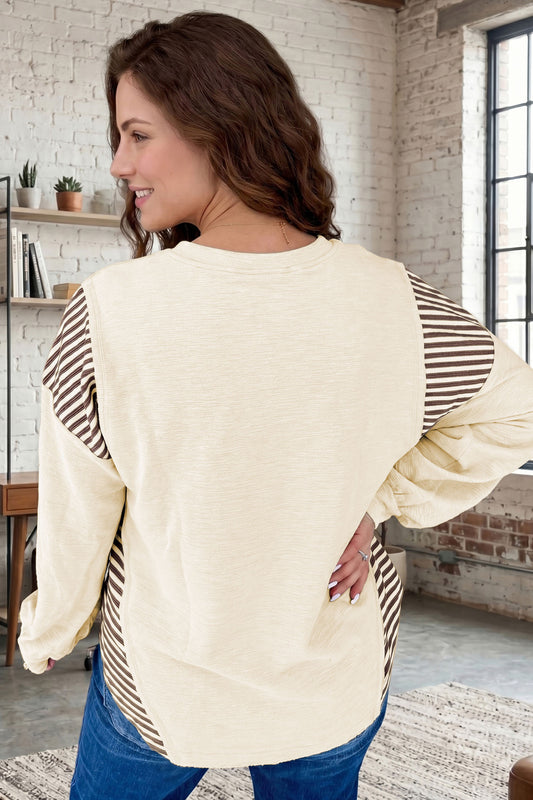 Cowgirl Print Striped Detail Top