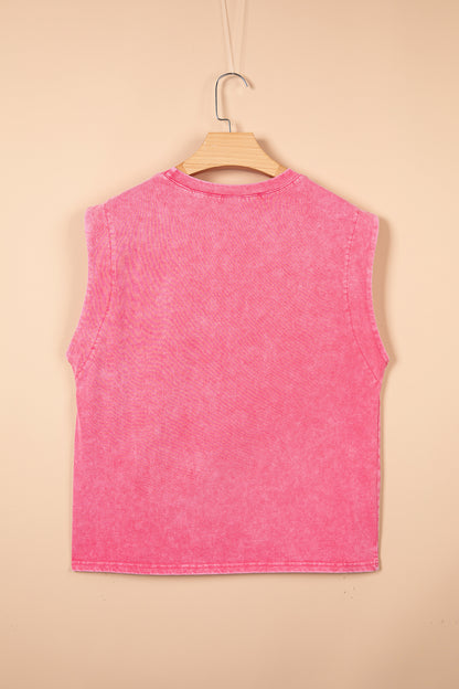 Bonbon Toner Washed Wild West Whiskey Print Sleeveless Muscle Top
