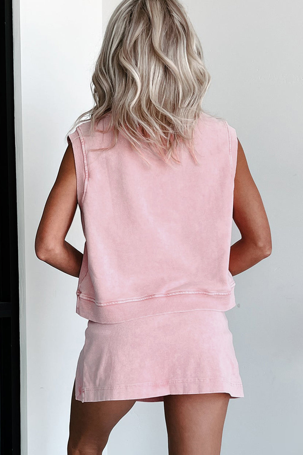 Phalaenopsis 2 Pieces Mineral Wash Cotton Tank Top Lined Split Skort Set