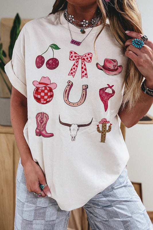 White Coquette Cowgirl Relaxed Tee